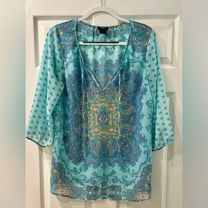 Ann Taylor Semi Sheer Peasant Blouse
